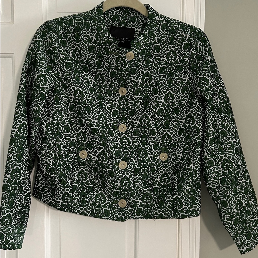 Talbots Green Floral Jacket/blazer